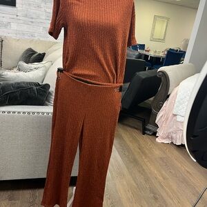 Zara Burnt Orange Knit Jumpsuit